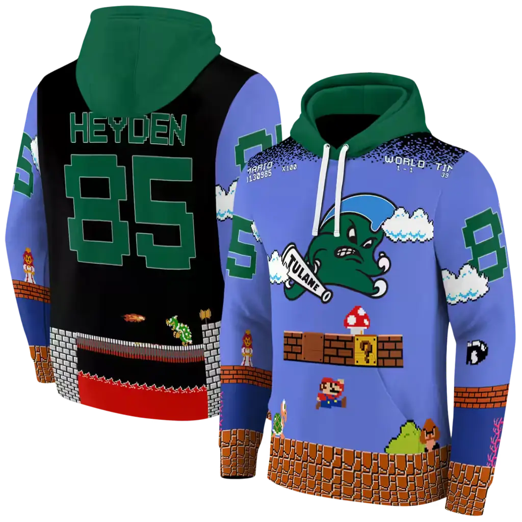 personalized tulane green wave mario blue black hoodie fashion forward personalized tulane green wave mario blue black hoodie fashion forward