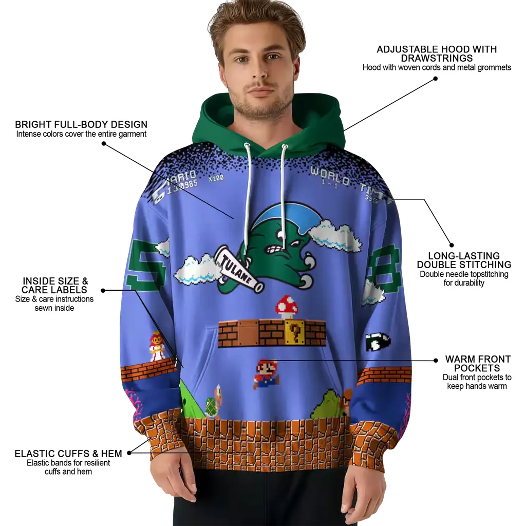 personalized tulane green wave mario blue black hoodie latest model personalized tulane green wave mario blue black hoodie latest model