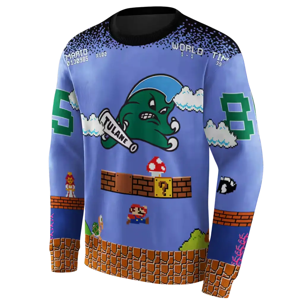 personalized tulane green wave mario blue black hoodie new arrival personalized tulane green wave mario blue black hoodie new arrival