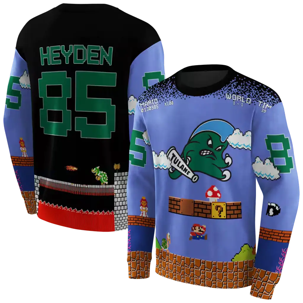 personalized tulane green wave mario blue black hoodie premium grade personalized tulane green wave mario blue black hoodie premium grade