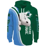personalized tulane green wave peeking snoopy green hoodie best selling