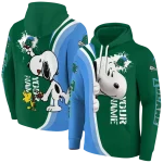 personalized tulane green wave peeking snoopy green hoodie best selling