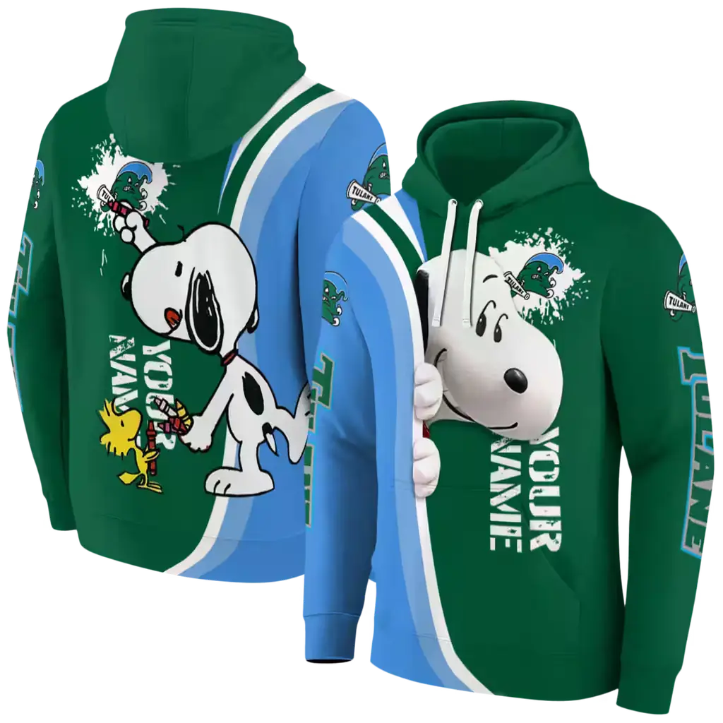personalized tulane green wave peeking snoopy green hoodie fashion forward personalized tulane green wave peeking snoopy green hoodie fashion forward