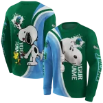 personalized tulane green wave peeking snoopy green hoodie best selling