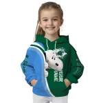 personalized tulane green wave peeking snoopy green hoodie best selling