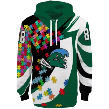 personalized tulane green wave puzzle pieces green hoodie best selling