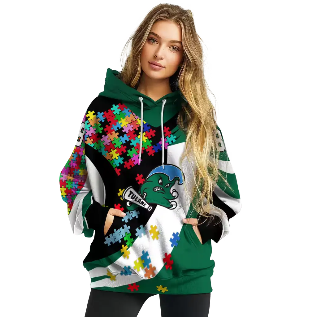 personalized tulane green wave puzzle pieces green hoodie high quality personalized tulane green wave puzzle pieces green hoodie high quality