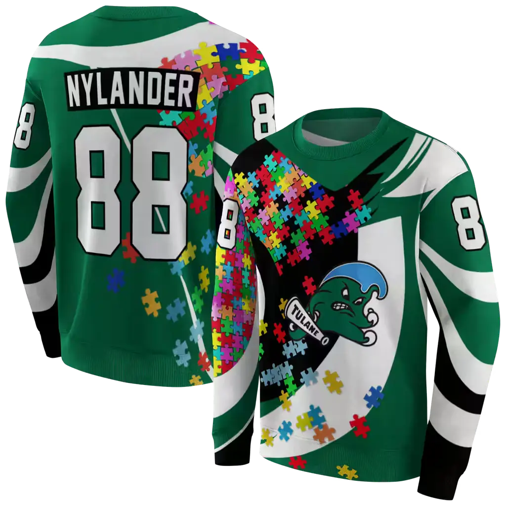 personalized tulane green wave puzzle pieces green hoodie premium grade personalized tulane green wave puzzle pieces green hoodie premium grade