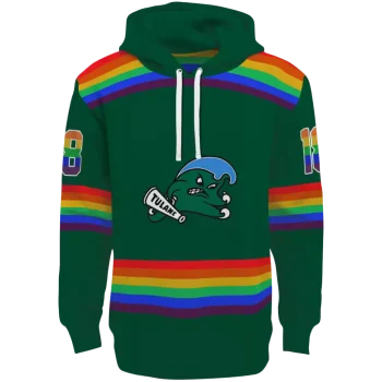 personalized tulane green wave rainbow stripes green hoodie best selling