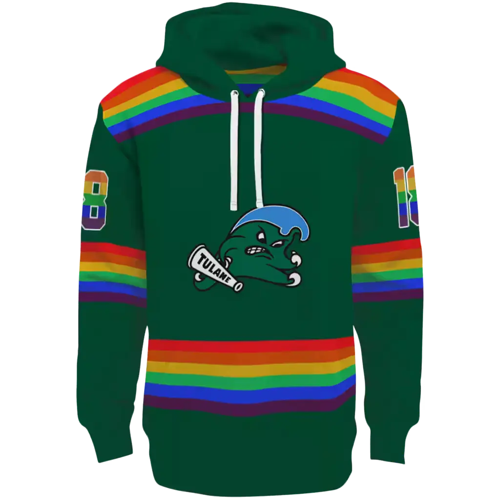 personalized tulane green wave rainbow stripes green hoodie best selling personalized tulane green wave rainbow stripes green hoodie best selling