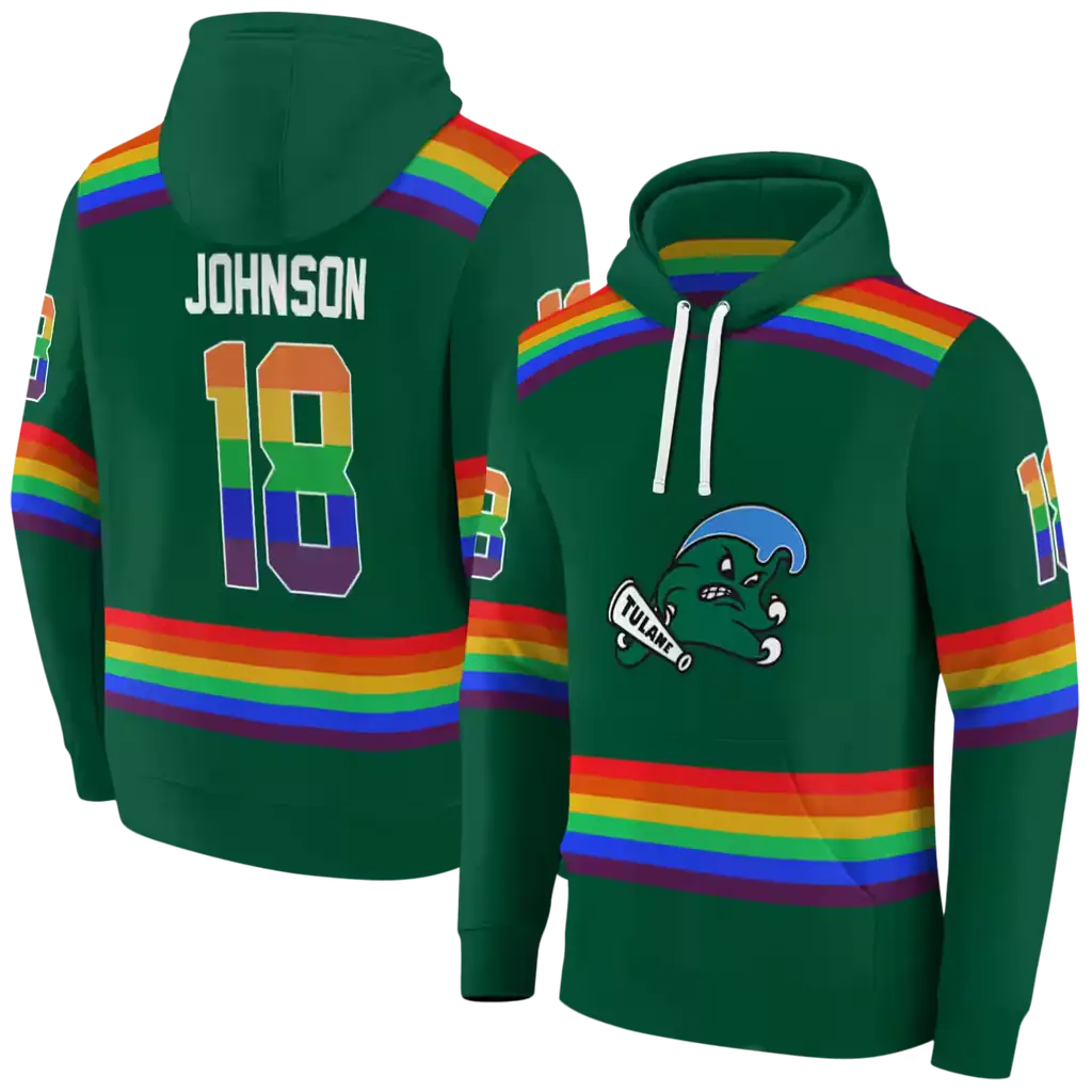 personalized tulane green wave rainbow stripes green hoodie fashion forward personalized tulane green wave rainbow stripes green hoodie fashion forward