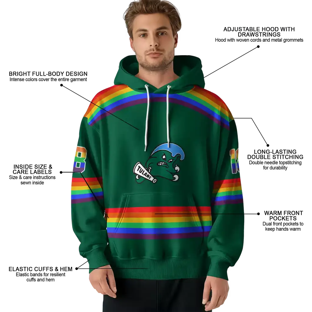 personalized tulane green wave rainbow stripes green hoodie latest model personalized tulane green wave rainbow stripes green hoodie latest model