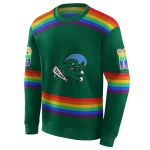 personalized tulane green wave rainbow stripes green hoodie best selling