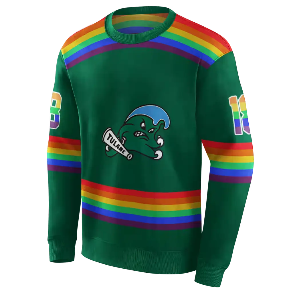 personalized tulane green wave rainbow stripes green hoodie new arrival personalized tulane green wave rainbow stripes green hoodie new arrival