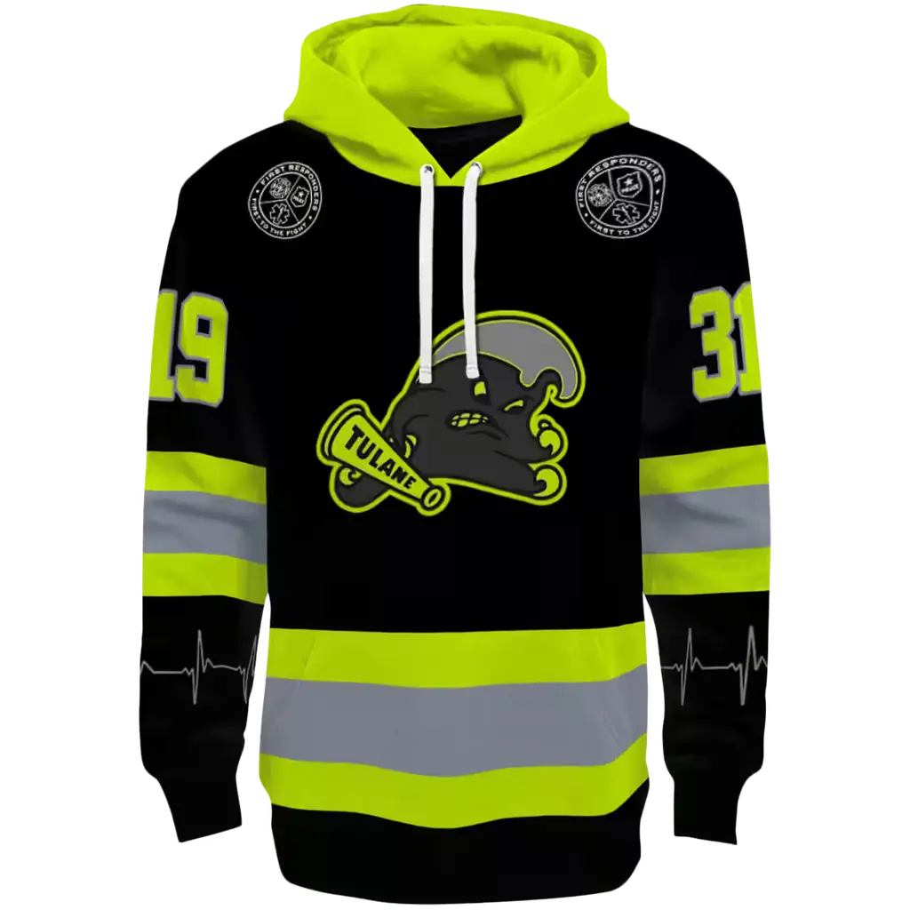personalized tulane green wave safety motif black neon green hoodie best selling personalized tulane green wave safety motif black neon green hoodie best selling