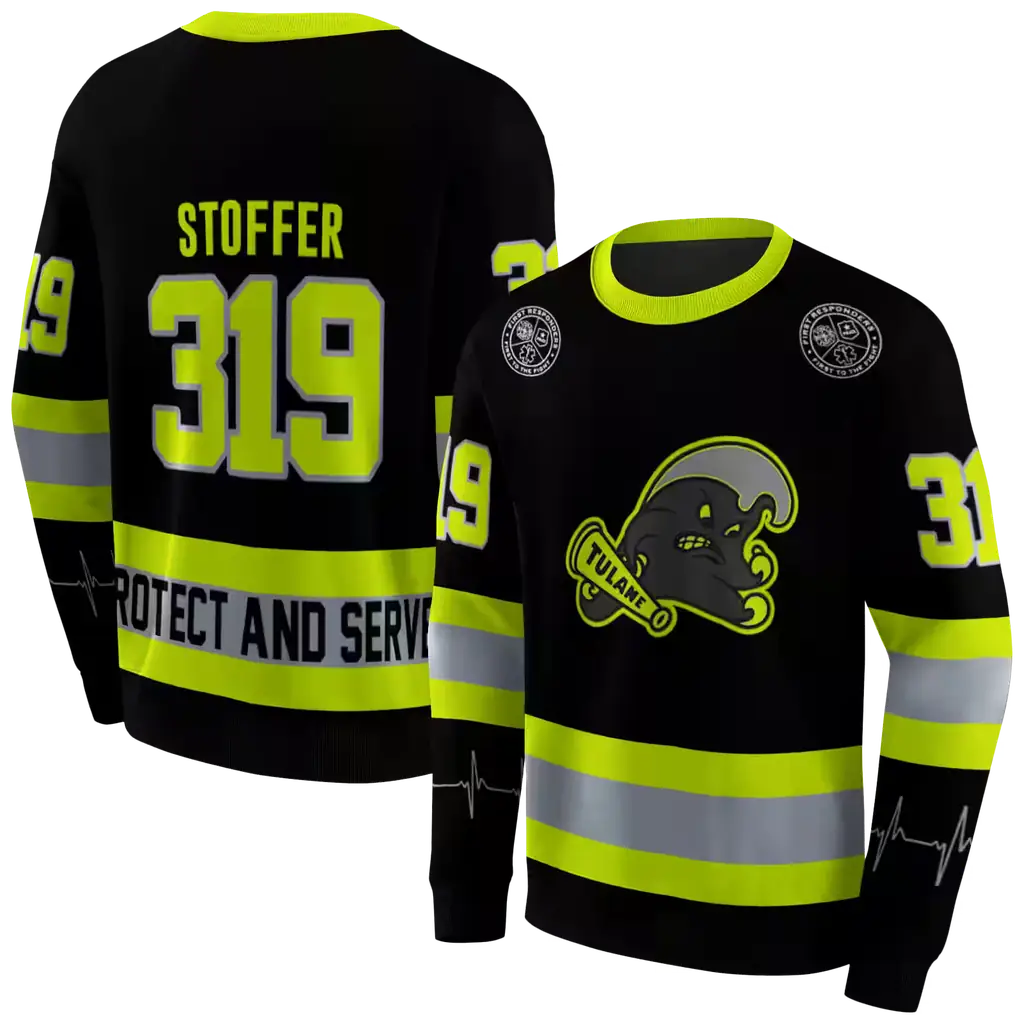 personalized tulane green wave safety motif black neon green hoodie premium grade personalized tulane green wave safety motif black neon green hoodie premium grade