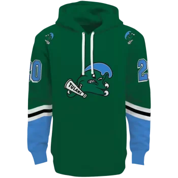 personalized tulane green wave striped sleeves green hoodie best selling