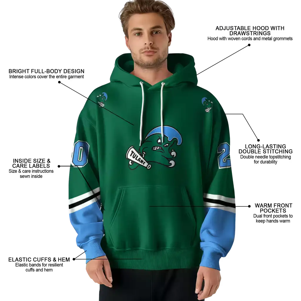 personalized tulane green wave striped sleeves green hoodie latest model personalized tulane green wave striped sleeves green hoodie latest model