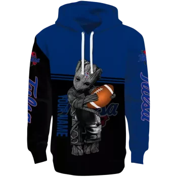 personalized tulsa golden hurricane baby groot blue black hoodie best selling