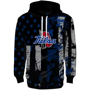 personalized tulsa golden hurricane distressed flag blue black hoodie best selling