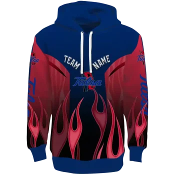 personalized tulsa golden hurricane flame design blue hoodie best selling