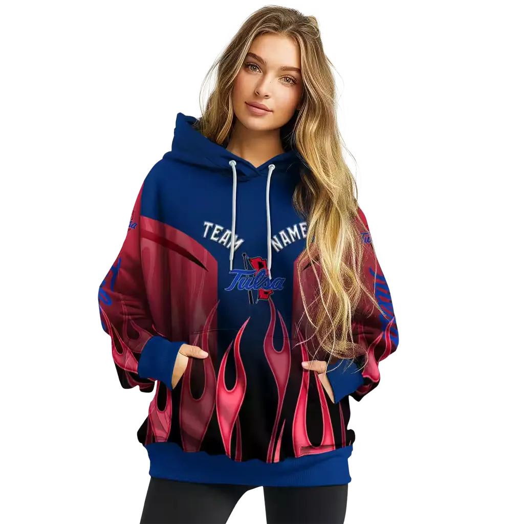 personalized tulsa golden hurricane flame design blue hoodie high quality personalized tulsa golden hurricane flame design blue hoodie high quality