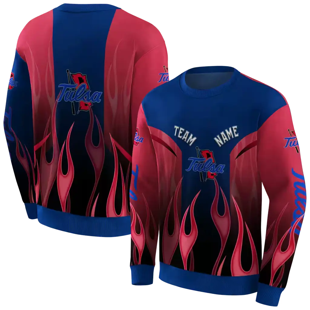 personalized tulsa golden hurricane flame design blue hoodie premium grade personalized tulsa golden hurricane flame design blue hoodie premium grade