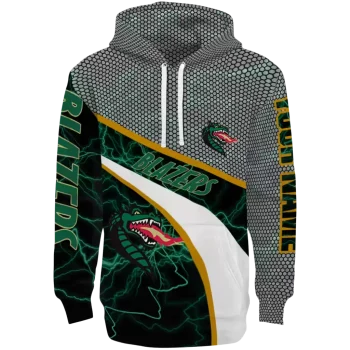 personalized uab blazers hexagonal mesh green black gray hoodie best selling