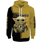 personalized ucf knights baby yoda gold black hoodie best selling