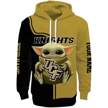 personalized ucf knights baby yoda gold black hoodie best selling