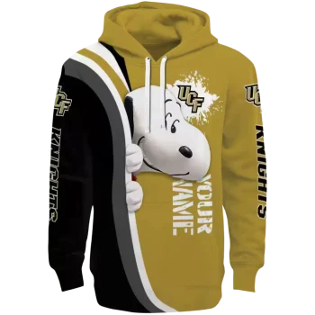 personalized ucf knights peeking snoopy gold hoodie best selling