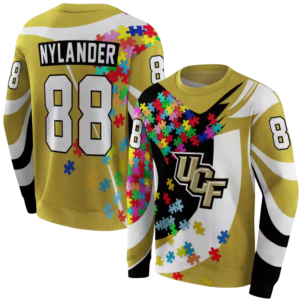 personalized ucf knights puzzle pieces gold hoodie premium grade personalized ucf knights puzzle pieces gold hoodie premium grade