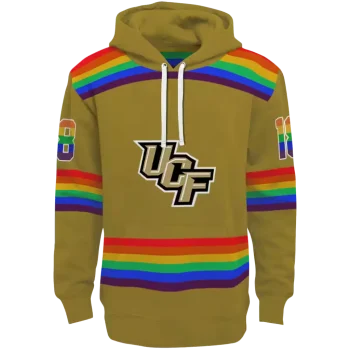 personalized ucf knights rainbow stripes gold hoodie best selling