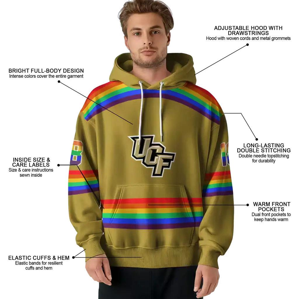 personalized ucf knights rainbow stripes gold hoodie latest model personalized ucf knights rainbow stripes gold hoodie latest model
