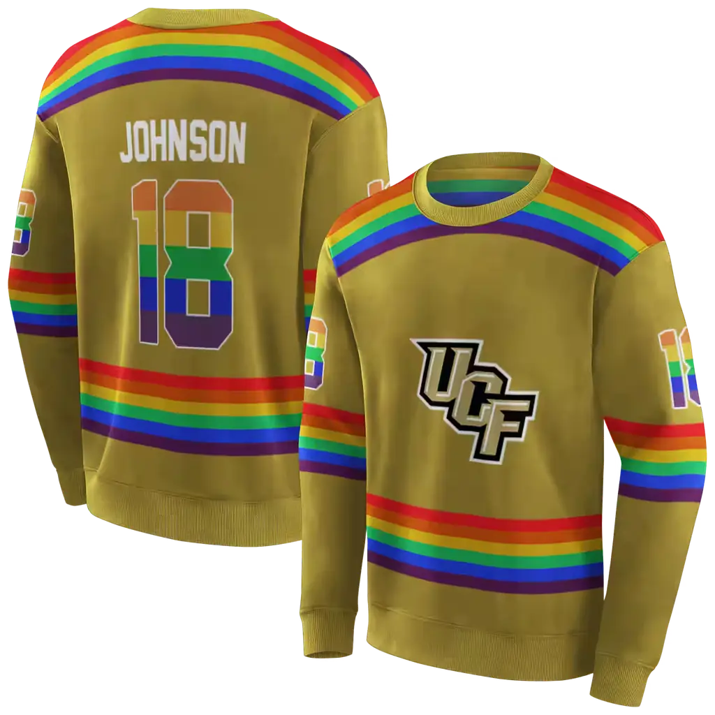 personalized ucf knights rainbow stripes gold hoodie premium grade personalized ucf knights rainbow stripes gold hoodie premium grade