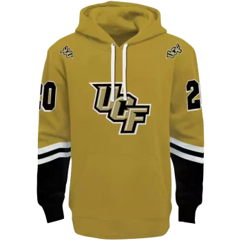 personalized ucf knights striped sleeves gold hoodie best selling