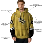personalized ucf knights striped sleeves gold hoodie best selling