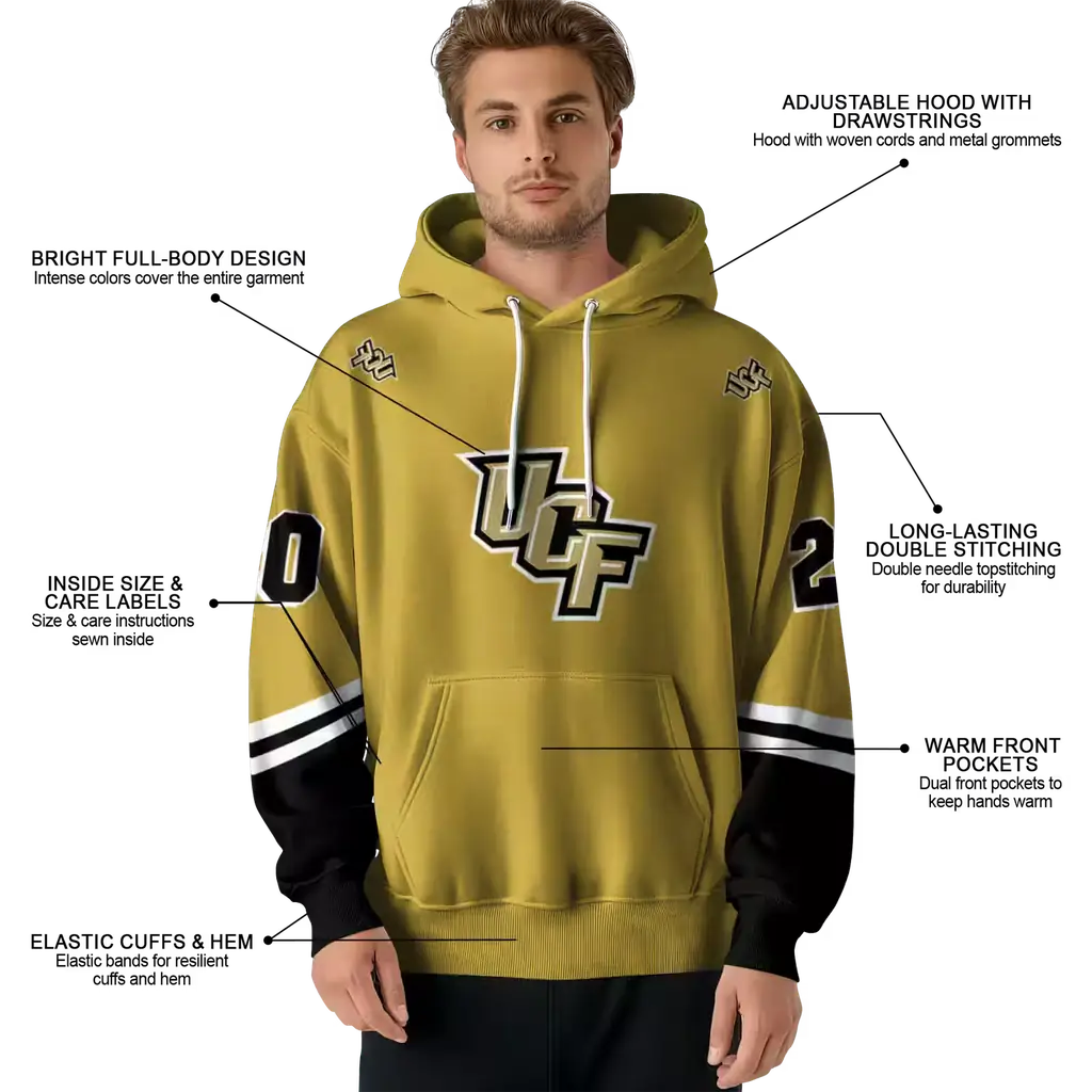 personalized ucf knights striped sleeves gold hoodie latest model personalized ucf knights striped sleeves gold hoodie latest model