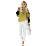 personalized ucf knights striped sleeves gold hoodie best selling