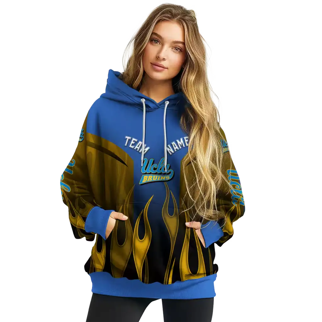 personalized ucla bruins flame design blue hoodie high quality personalized ucla bruins flame design blue hoodie high quality