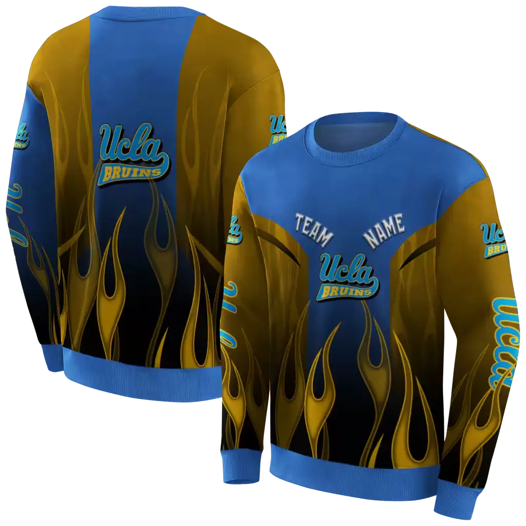 personalized ucla bruins flame design blue hoodie premium grade personalized ucla bruins flame design blue hoodie premium grade