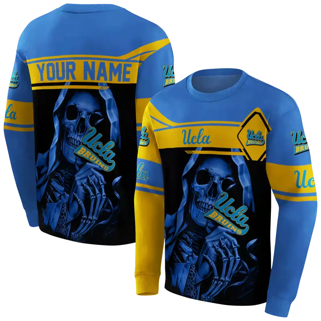 personalized ucla bruins grim reaper blue black hoodie premium grade personalized ucla bruins grim reaper blue black hoodie premium grade