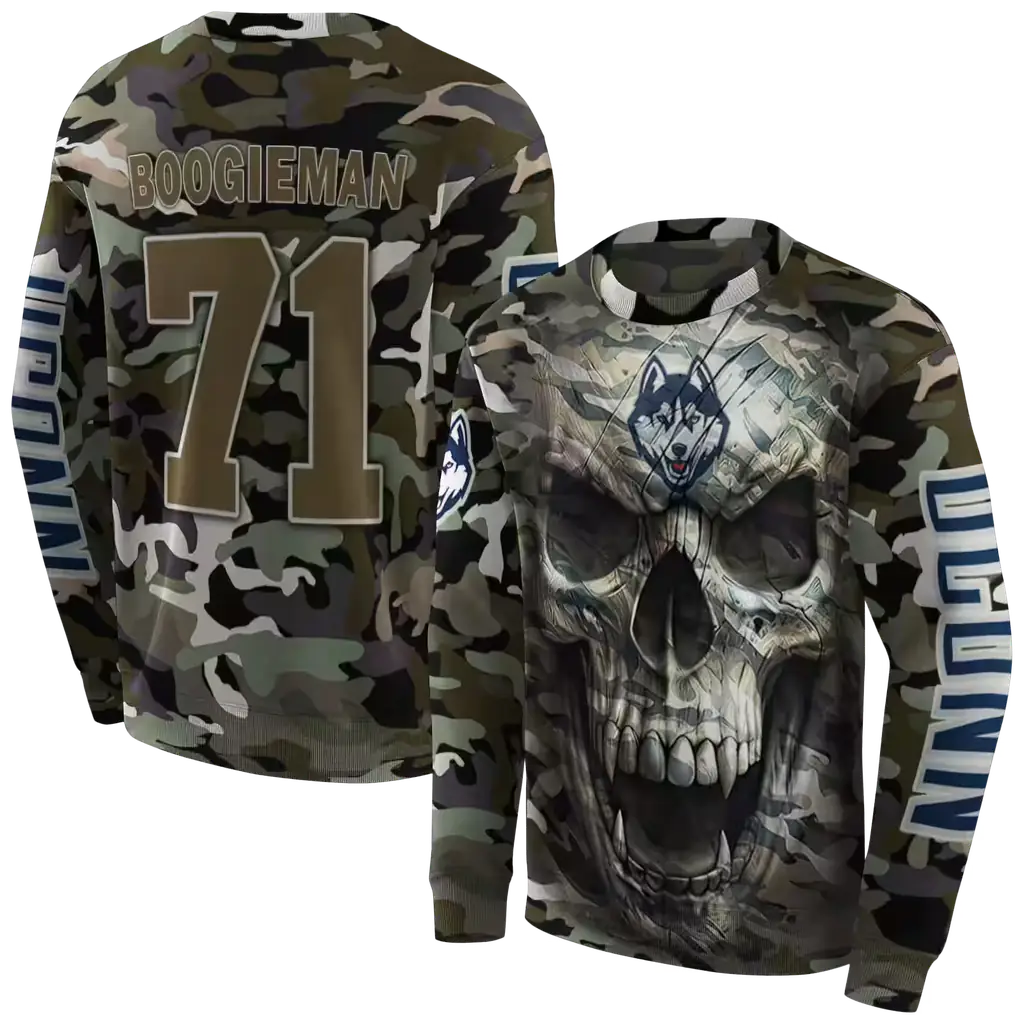 personalized uconn huskies camo skull hoodie premium grade personalized uconn huskies camo skull hoodie premium grade