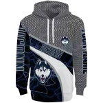 personalized uconn huskies hexagonal mesh blue black gray hoodie best selling