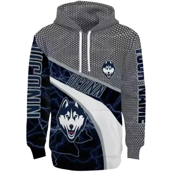 personalized uconn huskies hexagonal mesh blue black gray hoodie best selling