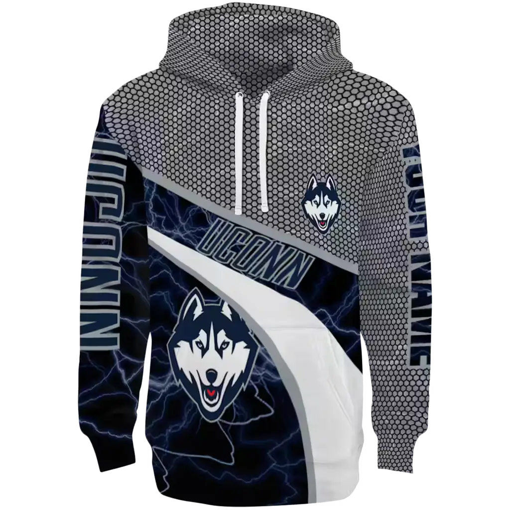 personalized uconn huskies hexagonal mesh blue black gray hoodie best selling personalized uconn huskies hexagonal mesh blue black gray hoodie best selling