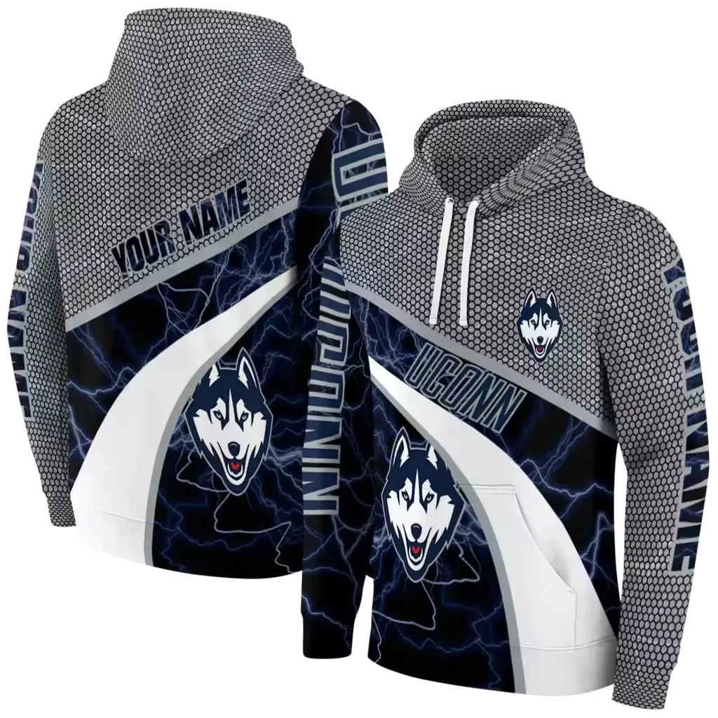 personalized uconn huskies hexagonal mesh blue black gray hoodie fashion forward personalized uconn huskies hexagonal mesh blue black gray hoodie fashion forward