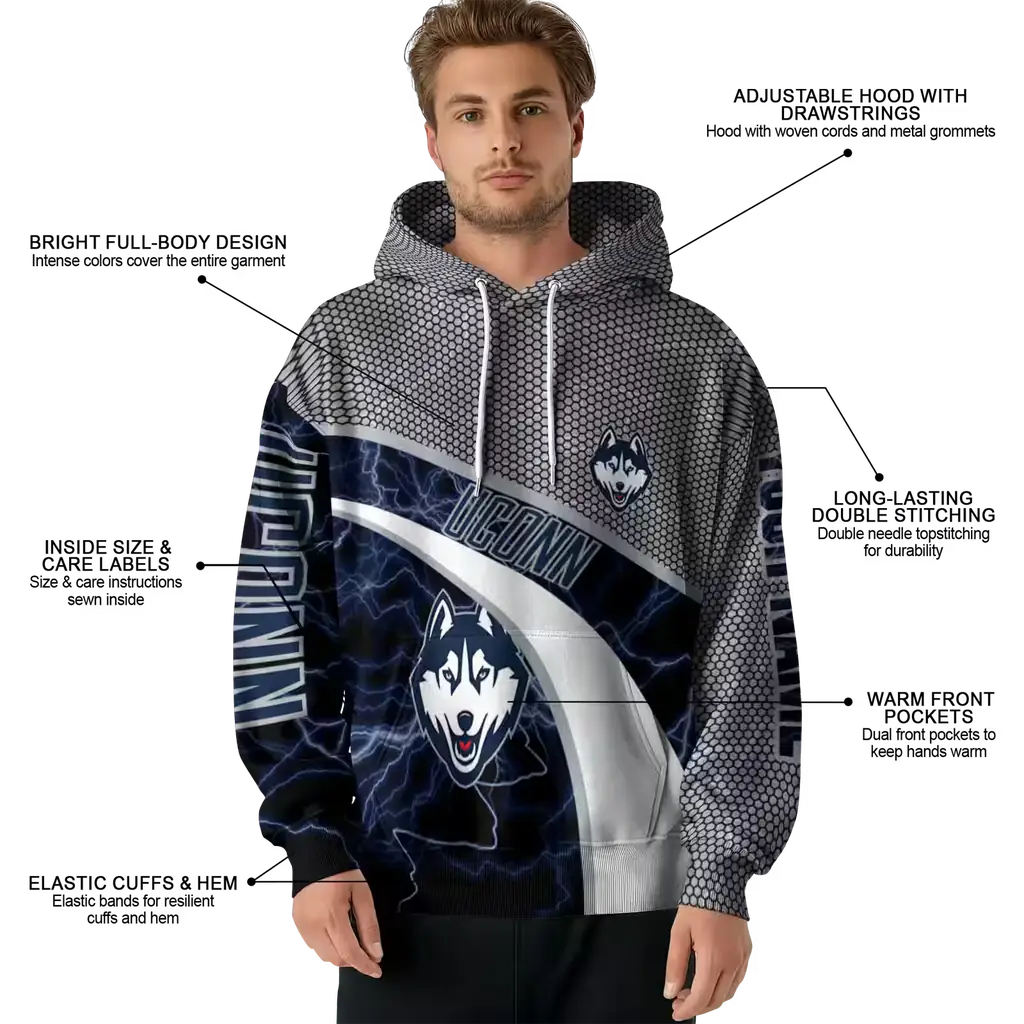 personalized uconn huskies hexagonal mesh blue black gray hoodie latest model personalized uconn huskies hexagonal mesh blue black gray hoodie latest model