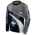 personalized uconn huskies hexagonal mesh blue black gray hoodie best selling