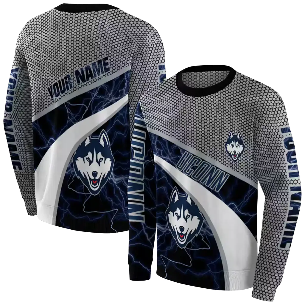 personalized uconn huskies hexagonal mesh blue black gray hoodie premium grade personalized uconn huskies hexagonal mesh blue black gray hoodie premium grade